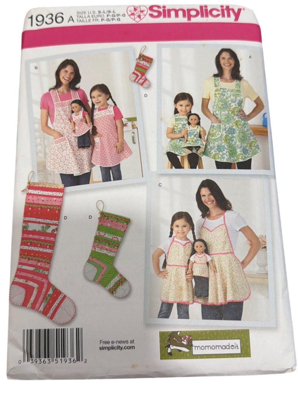 Simplicity Sewing Pattern 1936 Child & Miss Aprons With Matching Doll Apron & Ch